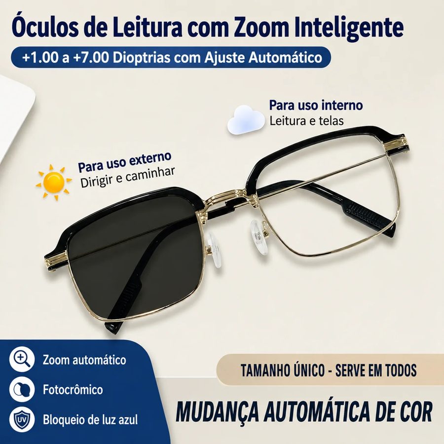 Óculos de Leitura com Zoom Inteligente